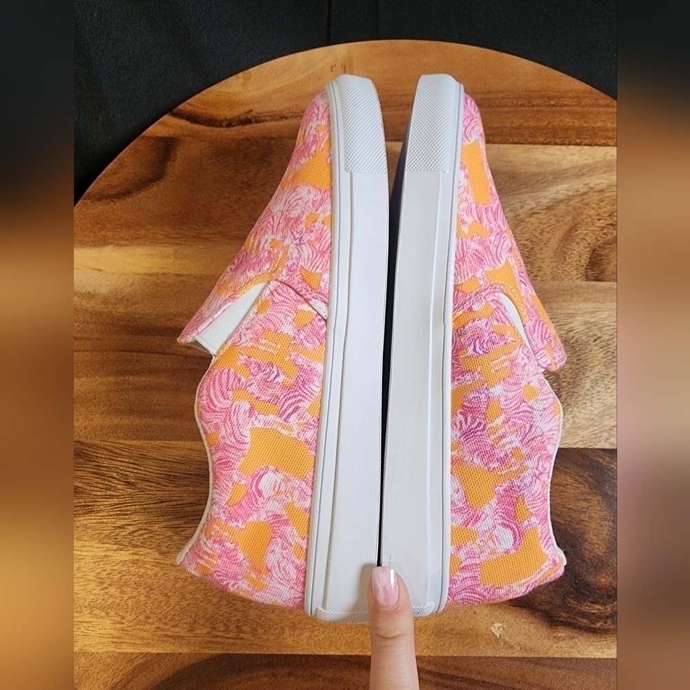 Leo & Teddy Pink And Orange Slip On Canvas Shoes Women's Size 5. - Picture 3 of 8